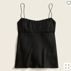 J. Crew Gathered Stretch Silk Black Camisole Size 10 NWT